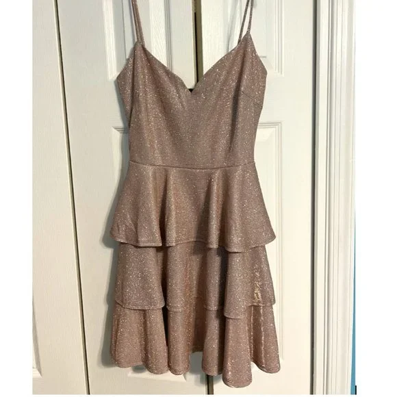 pink glitter skater dress Glitz Me Up Lace-Up Sequin Skater Dress main image 1